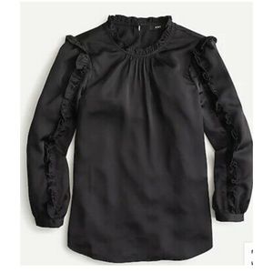 J.Crew satin crepe blouse with ruffle detail